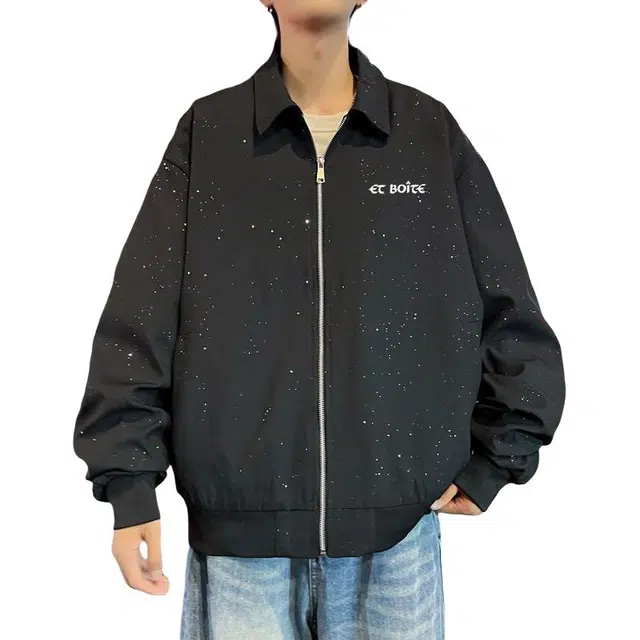 法文箱子 美式春秋满天星设计感翻领外套潮流百搭休闲夹克 男款