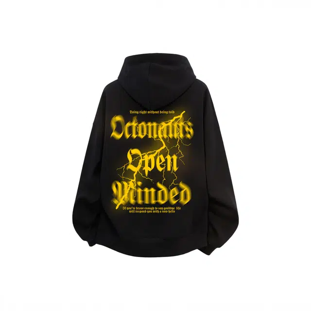 海底小纵队 美式高街品牌字母时尚闪电印花多巴胺色宽松落肩上衣休闲长袖潮牌运动舒适嘻哈学院风学生百搭简约连帽无绳国潮卫衣 男女同款