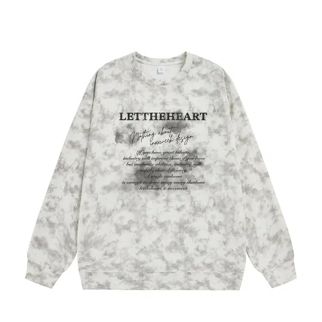 诗丹帝国 潮牌美式复古圆领外套春秋男士青少年高级感扎染脏脏上衣大码宽松学生党慵懒风无帽头卫衣 男款