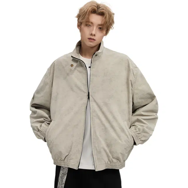 隐狼世家 哈灵顿立领外套男春秋季美式复古宽松短款休闲翻领情侣夹克 男款