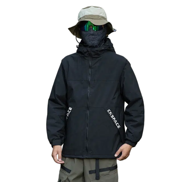 中国航天 美式高街户外潮流复古百搭连帽撞色拼接宽松休闲防风耐磨保暖夹克 男女同款