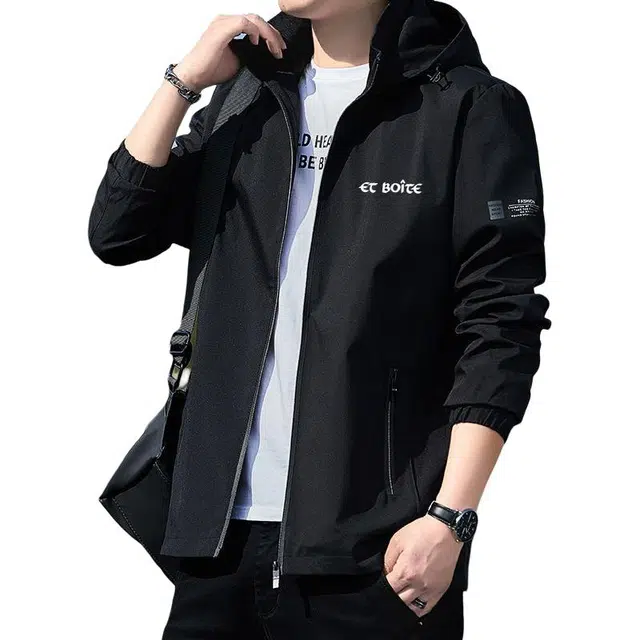 法文箱子 韩版潮流连帽宽松外套时尚百搭休闲透气夹克 男款