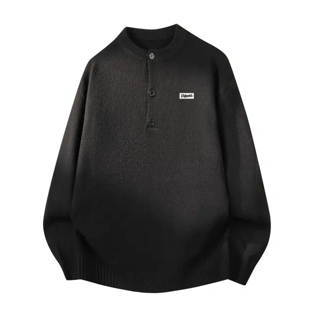 图兰朵 美式复古高级感简约经典亨利领中性套头宽松韩版慵懒风帅气针织衫休闲日常百搭舒适垂感保暖御寒通勤半开衫纽扣亲肤毛衣 男女同款