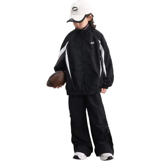 俞兆林休闲运动套装 学院风潮酷时尚拼色立领儿童秋装两件套男孩酷帅街头嘻哈宽松直筒