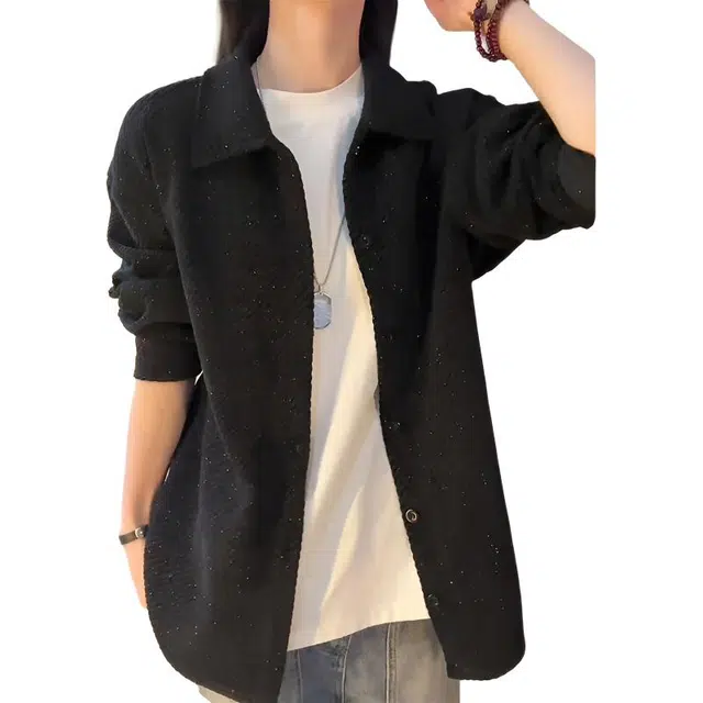 单爵 小香风男款秋季肌理感长袖衬衣翻领高级感衬衫 男女同款