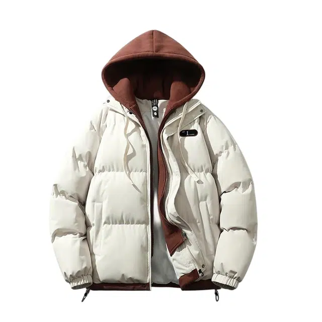 棉基因 春秋季撞色假两件拼接双色防寒优质棉棒球服高个子小个子日系男简约潮流美式高街工装风青少年职场通勤学院风棉衣外套 男女同款