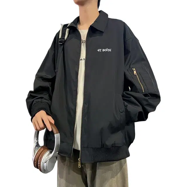 法文箱子 春秋美式复古翻领外套潮流百搭设计感休闲夹克 男款
