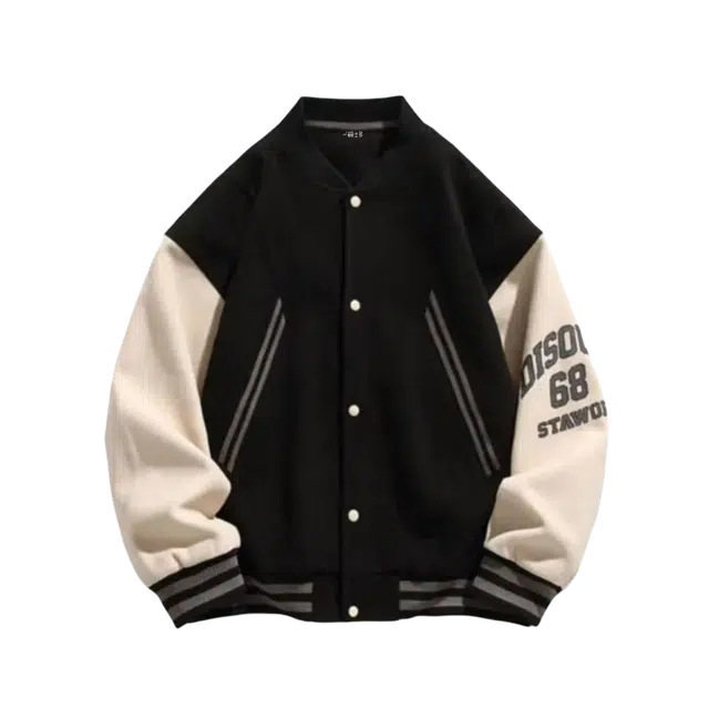 一碗士多  字母数字条纹拼接撞色设计美式复古潮牌时尚小众高级感宽松百搭情侣舒适日常户外城市通勤痞帅感棒球服 男女同款