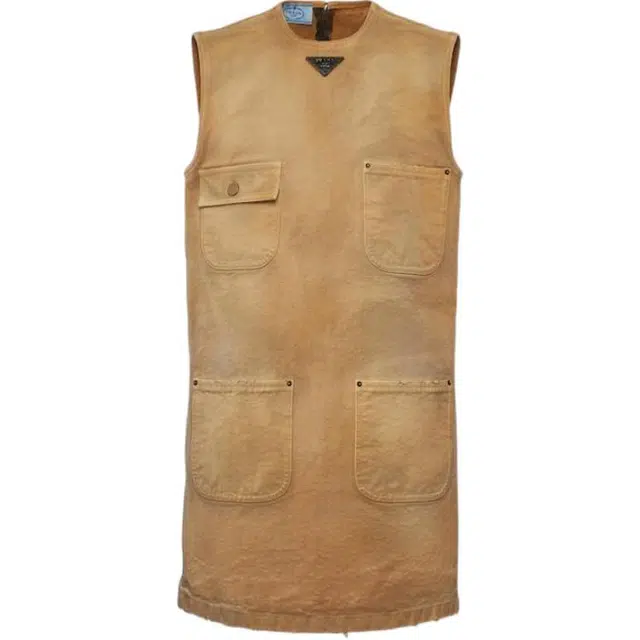 PRADA SS24 Pocket Sleeveless Dress Light Brown
