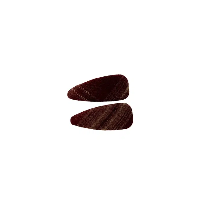 水中玉 复古格纹水滴碎发发卡高端刘海夹韩系侧边夹夹子头饰 布艺 发夹 女款