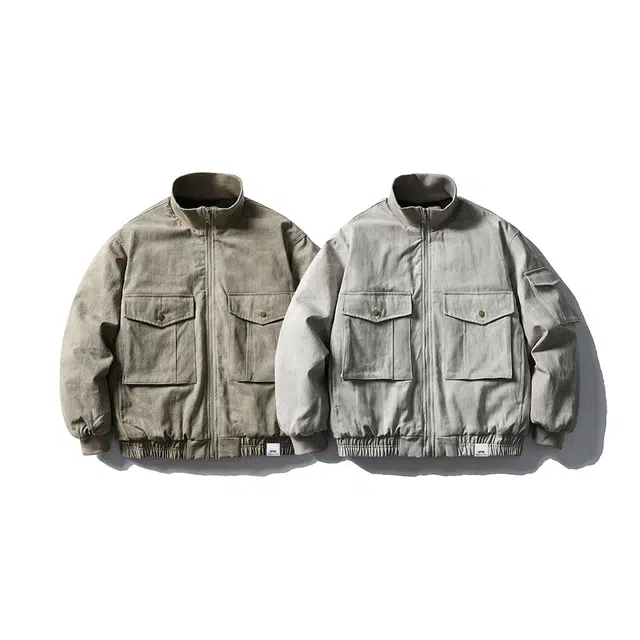 【dme】 简约日系做旧水洗宽松大口袋立领工装夹克棉衣男冬款休闲美式户外运动中性棉服外套 男女同款