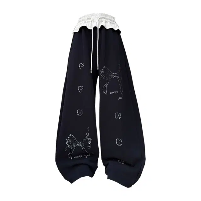 吉姆沃克休闲长裤 女童阔腿裤春秋款外穿蝴蝶印花舒适百搭可爱甜美时尚中大童儿童运动裤卫裤