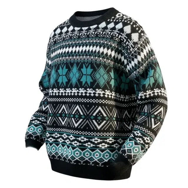 半空山 美式复古法式慵懒风费尔道北欧民族图案时尚百搭保暖舒适亲肤不扎肉打底衫宽松休闲潮流长袖针织衫 男女同款