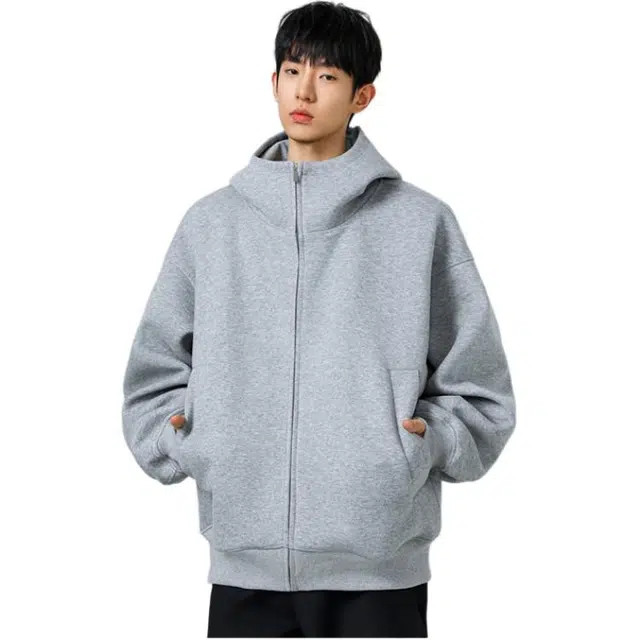 拓菲 美式开衫男秋季潮牌慵懒风连帽外套高街痞帅休闲高领帽衫卫衣 男女同款