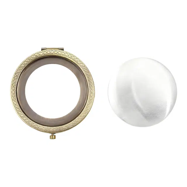 顽顽金属圆形小镜子刺绣宋锦手工掐丝镜胚折叠化妆镜口金苏绣底胚小巧