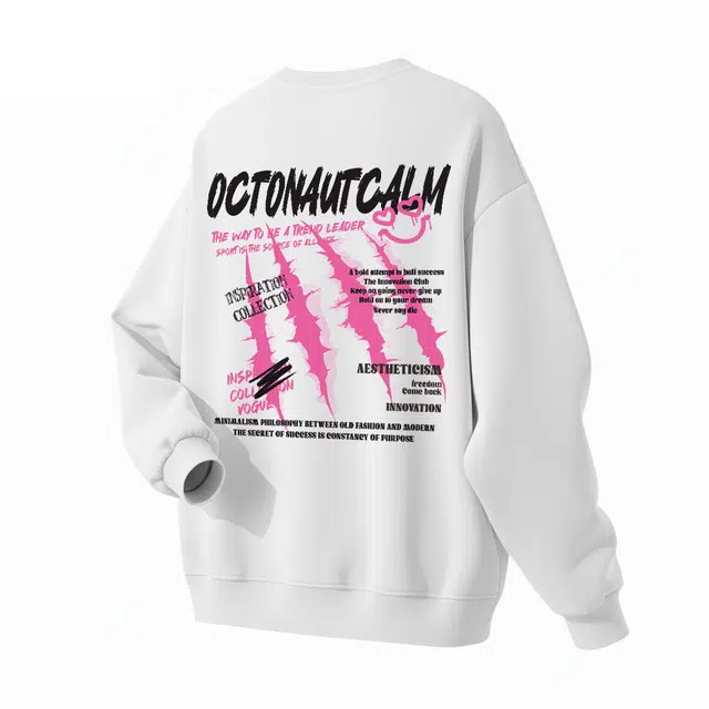 海底小纵队 美式高街长袖创意动物爪痕爱心笑脸后背印花落肩袖百搭宽松大码套头学生党上衣舒适透气加绒加厚圆领春秋冬卫衣 男女同款