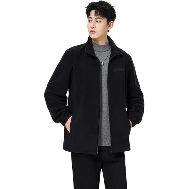 加荣 户外百搭美式复古宽松休闲立领纯色拉链运动夹克外套 男女同款