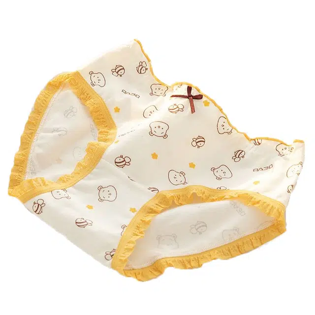 芭芭鸭 日系设计甜美小熊图案纯棉抗菌底裆柔软舒适可爱学生三角内裤  女款