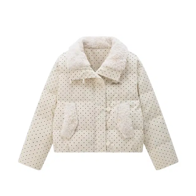 苏九儿 韩系设计波点毛领冬季甜美宽松面包棉服 女款