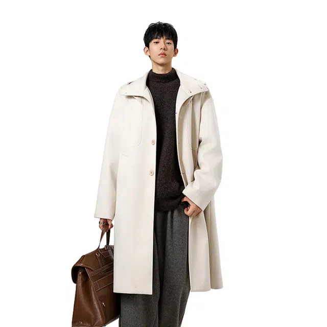 加荣 美式中长款毛呢时尚高档宽松休闲痞帅潮流通勤长袖大衣 男女同款