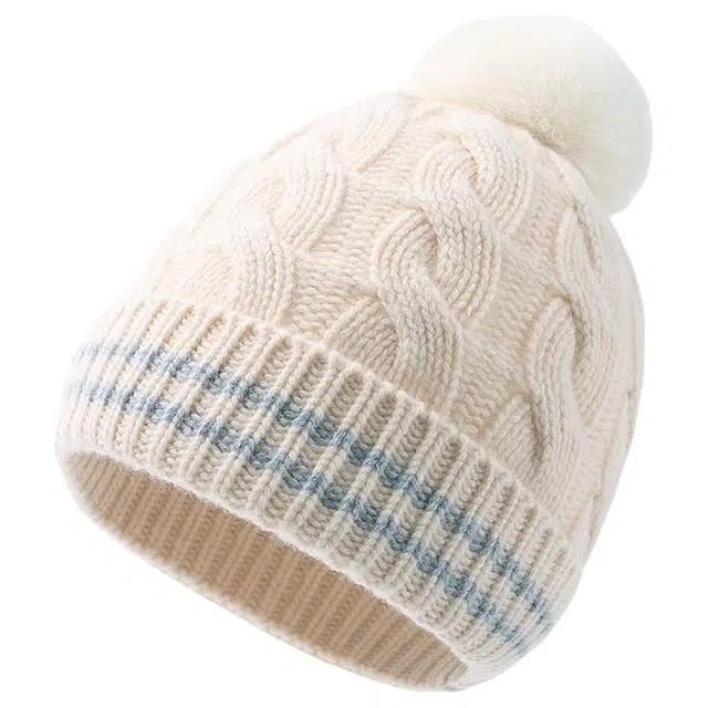 红豆 品牌毛球可爱甜美护耳防寒针织 羔羊毛 绒线帽 男女同款情侣款