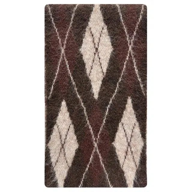 山一丸 设计师款中性菱形格纹针织冬季拉绒柔软围脖 聚酯纤维 绒线围巾 男女同款情侣款