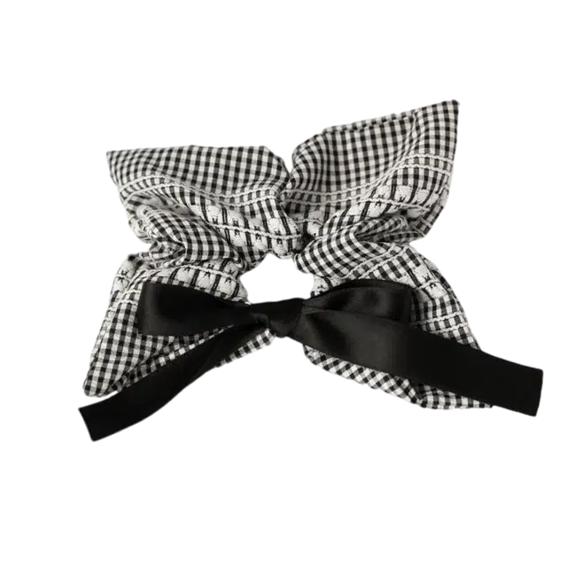 希铃 复古蝴蝶结高级感格子 布艺 发圈 女款