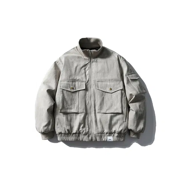 【dme】 简约日系做旧水洗宽松大口袋立领工装夹克棉衣男冬款休闲美式户外运动中性棉服外套 男女同款