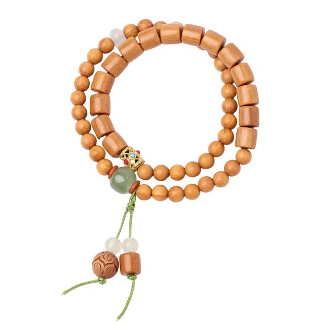 三檀小舍 【香气浓郁】新中式圆珠搭配双圈造型国风小众设计招财暴富感消除负面情绪小清新#好运 高级感 芭比檀香 木作手串 男女同款情侣款