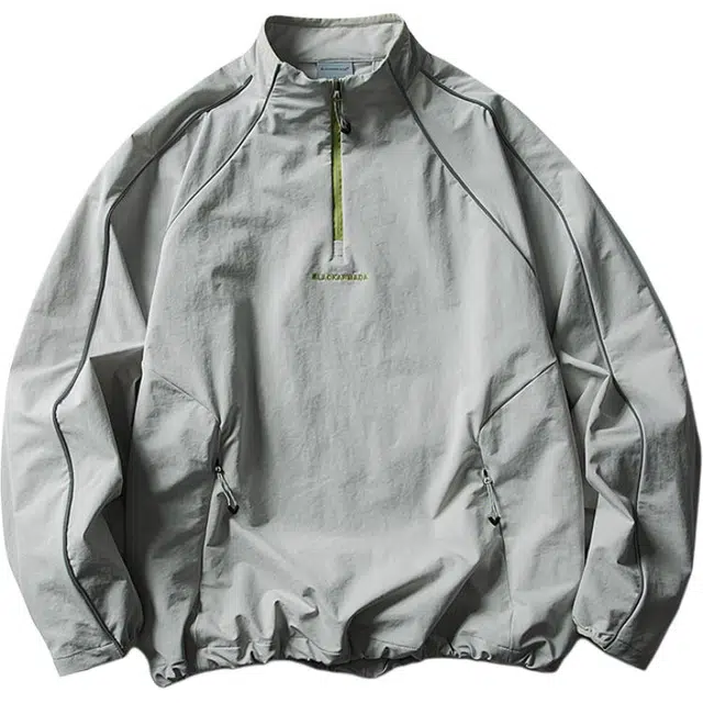 宫奴 户外机能反光条宽松防泼水速干立领半拉链套头夹克 男女同款