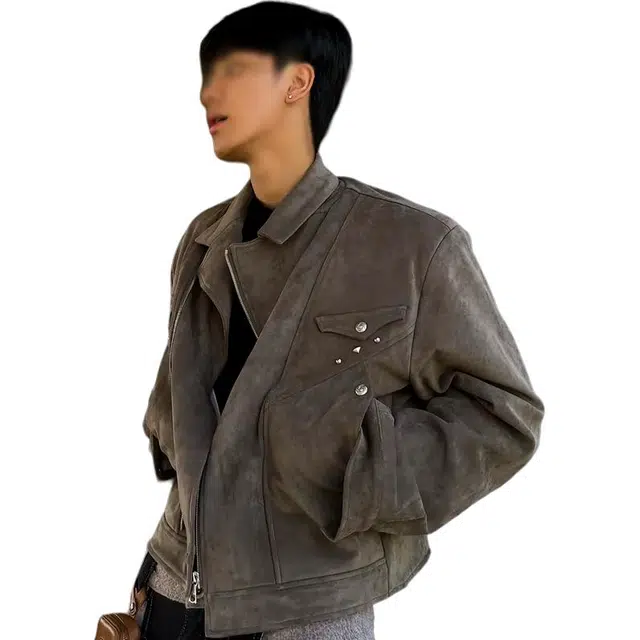 黑马漫画 美式复古麂皮衣外套男夹克 男女同款