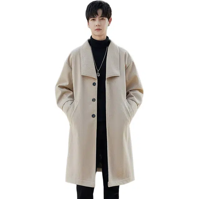 加荣 美式毛呢中长款过膝呢子秋季英伦风雅痞高级感痞帅宽松休闲潮流大衣 男女同款