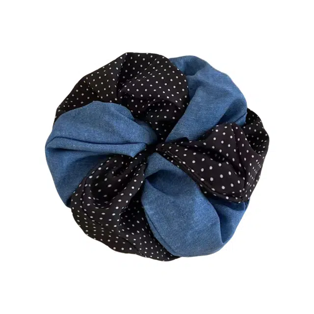 蒙妮 气质复古波点双层大肠圈 布艺 发圈 女款