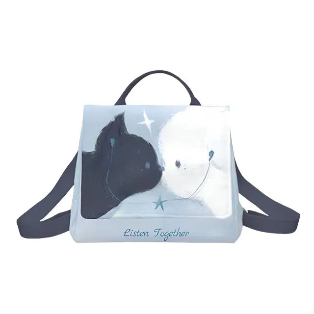 奥松 书包可爱背包通勤 绒面科技布 双肩包 常规 女款 蓝色