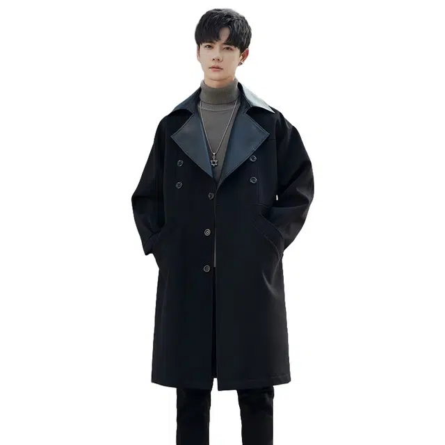 加荣 纯色翻领适中长袖大衣 男女同款