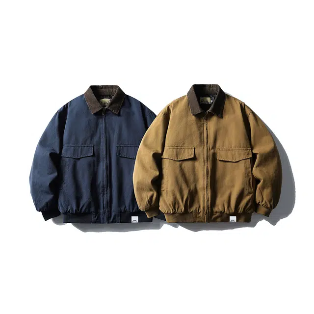 【dme】 潮流日系复古撞色巴恩风翻领水洗工装棉衣外套男冬季宽松户外休闲中性棉服夹克 男女同款