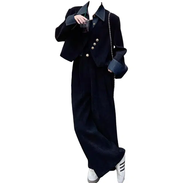 囍鱼少女 法式复古高级感女秋季假两件外套大方得体穿搭两件套套装 女款