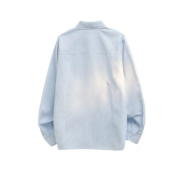 艾梵斯贝 高端轻奢条纹简约韩版轻熟可拆卸领带高级感休闲商务日常通勤百搭气质高品质职场约会绅士学院风长袖衬衫 男款