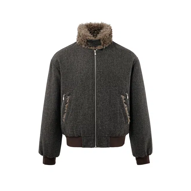 BENMYSHOWER Wool Collar Padded Coat