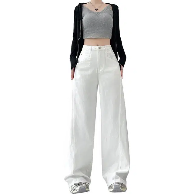 如续 阔腿垂感宽松慵懒休闲拖地直筒牛仔裤 女款