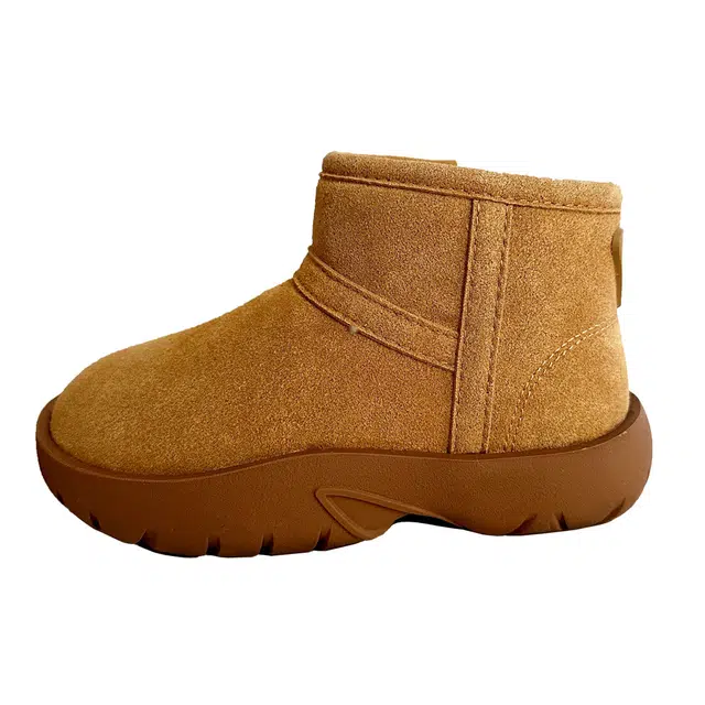 拾伍象 复古加绒加厚皮毛一体防滑棉鞋 厚底雪地靴 女