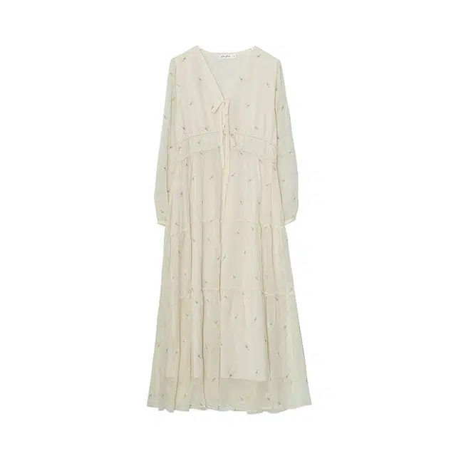 惟友 显瘦法式复古仙女碎花裙长袖连衣裙 女款