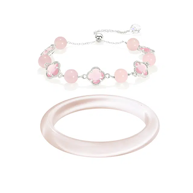 匠锁心玉 粉黛佳人清冷感 蜜桃粉新中式 招财纳福国潮古风原创设计小众轻奢高级感 气质百搭潮流年轻时尚#显白 琉璃 手镯 女款