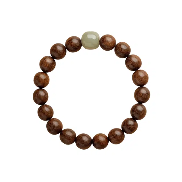 镯钰瑭 【养心静气 甄选好料】 转运珠 新中式国潮平安喜乐文玩盘玩佛珠念珠#好运 金丝檀木 木作手串 男女同款情侣款