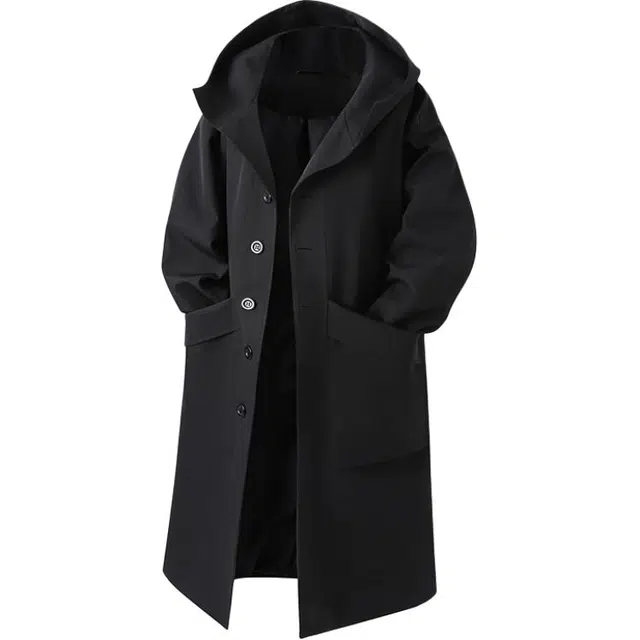 加荣 英伦风纯色秋季慵懒风松弛感长款美式连帽披风休闲百搭时尚潮牌设计感小众大衣 男女同款