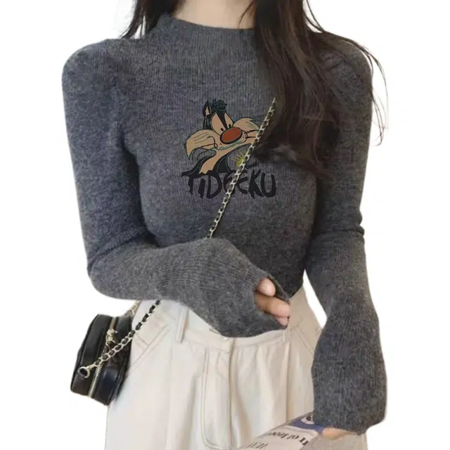 小卷要加油 高级感淡人穿搭打底衫女秋冬半高领长袖修身显瘦上衣外穿针织衫 女款