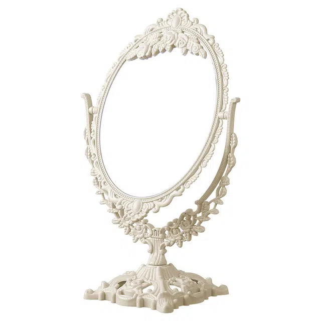 顽顽复古镜子精美梳妆镜浮雕爱心欧式化妆镜折叠便携可爱桌面镜子清晰