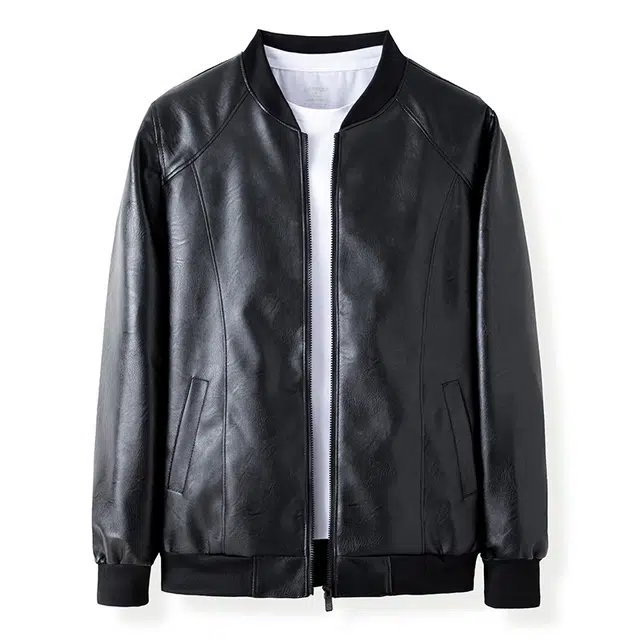 卡丹狄诺 男士皮夹克秋冬季经典棒球领时尚有型机车外套男休闲薄款中年单皮衣 男款