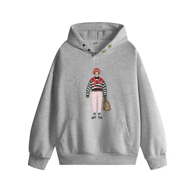 范索米 秋季 创意人像百搭时尚休闲长袖连帽卫衣 男女同款