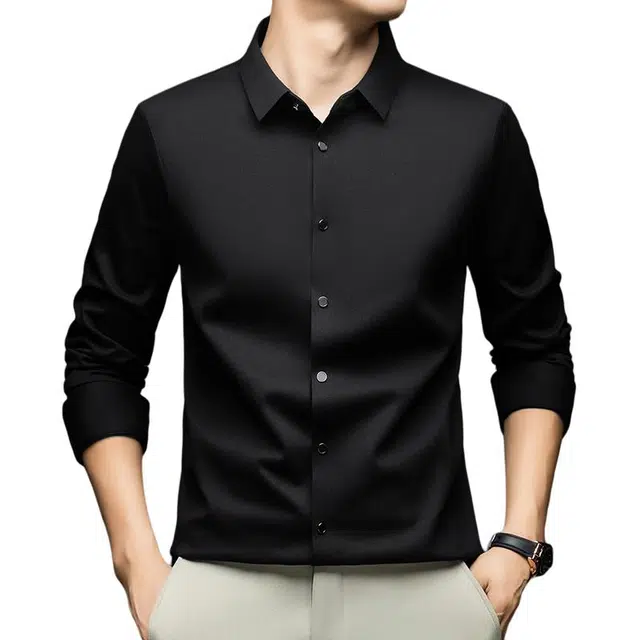 卡丹狄诺 男士长袖纯色秋冬季加绒加厚保暖百搭款衬衫 男款